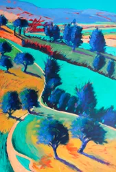 Patrząc na zachód #5 (szczegół), 2024 (akryl na tekturze)