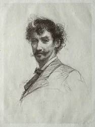 James McNeill Whistler z białym zamkiem i monoklem.