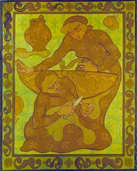 Gobelin do obieraczek do jabłek autorstwa Paula Ransona (1864-1909) Prywatna kolekcja XX wieku