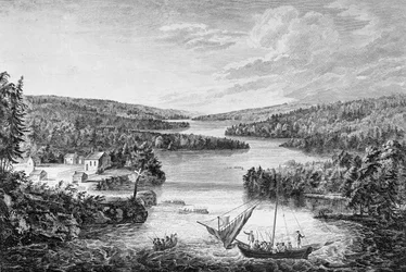Widok na Miramichi, francuską osadę w Zatoce Św. Wawrzyńca, 1760