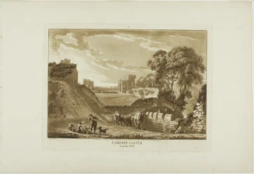 Zamek w Cardiff od strony zachodniej, plansza druga z albumu Twelve Views in Wales