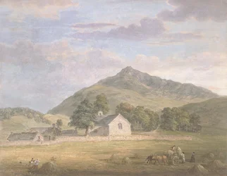 PD.2-1967 Sianokosy w Dolwyddelan poniżej Moel Siabod, Północna Walia, ok. 1776-86 (wc i gwasz na papierze)