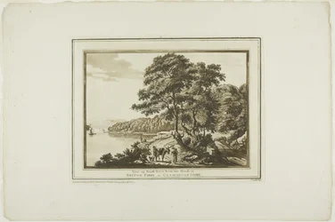 Zobacz w górę rzeki Neath z domu przy Briton Ferry w Glamorgan Shire, z dwunastu widoków w Aquatinta z rysunków wykonanych na miejscu w południowej Walii