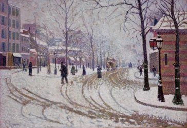 Śnieg - Boulevard de Clichy w Paryżu