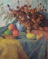 Martwa natura z jabłek i jesiennych liści, 1910