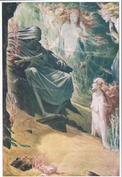 Zgłębić pięć kłamstw ojca twego: z jego kości zrobiony jest koral, ilustracja z Burzy, 1908
