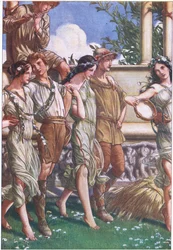 Juno, Ceres i maska nimf i żniwiarzy, ilustracja z Burzy, 1908