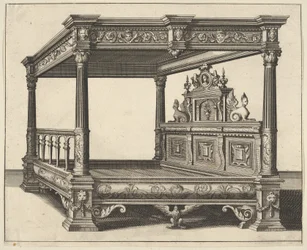 Łóżko z baldachimem z Verscheyden Schrynwerck ... [Kilka stolarni ...], 1658.