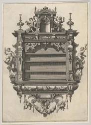 Regał wiszący z Verscheyden Schrynwerck... [Plusieurs Menuiseries...], 1658.