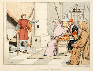 Ilustracja zaczerpnięta z książki „”Joan of Arc”” Theodore Cahu i zilustrowana przez Paula De Semant (1855-1915): Joanna d’Arc przesłuchiwana przez eveque Cauchon