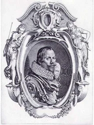 Autoportret, sztychowany przez Simona de Passe (1595-1647) 1622 (grafika)