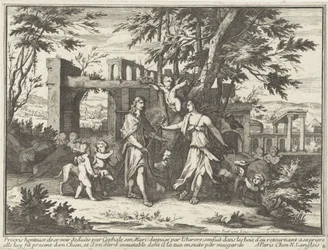 Prokrys i przebrany Cefalus Przedstawienia mitologiczne w pejzażach (tytuł serii)