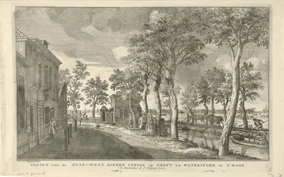 Widok na południowo-zachodni Binnensingel (Zuidwal) w Hadze Widok Zuid-West Binnen Cingel na Delft i Wateringen w Hadze (tytuł na obiekcie) Osiem twarzy w Hadze (tytuł serii)