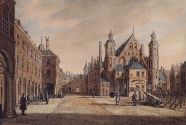 Widok na Binnenhof, Haga (akwarela)