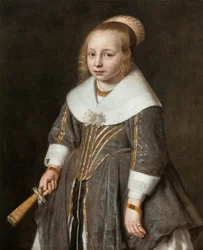 Portret młodej dziewczyny trzymającej wachlarz