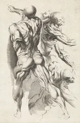 Studium anatomiczne trzech postaci z wyciągniętymi ramionami Książka rysunkowa Petera Paula Rubensa (tytuł serii)
