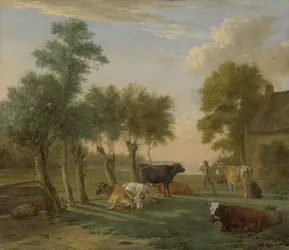 Krowy na łące w pobliżu gospodarstwa, 1653