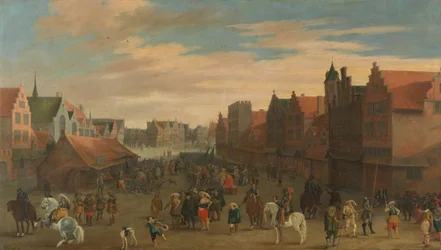 Rozwiązanie „Waardgelders” (najemnicy na żołdzie rządu miejskiego) przez księcia Mauritsa na Neude, Utrecht, 31 lipca 1618