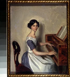„Portret Nadieżdy Żdanowicz przy klawesynie” Obraz Pawła Andriejewicza Fedotowa (1815-1852) 1849-1850 Państwowe Muzeum Rosyjskie Sankt Petersburg