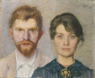 Podwójny portret Marie i P.S. Krøyera. Małżonkowie sportretowali się nawzajem