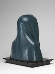 Dziewica Bolesna Mater Dolorosa (polichromowane drewno, szkło i sierść zwierzęca)