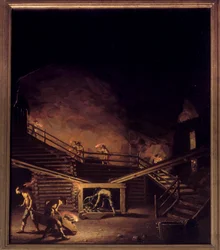 Kopalnia miedzi Falun w Szwecji w XVIII wieku Obraz Per Hillestrom (1732-1816) XVIII-wieczny Sztokholm. Muzeum Narodowe