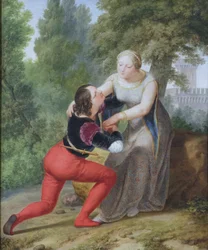 Orombello i Beatrice di Tenda w zamku Binasco (olej na płótnie)
