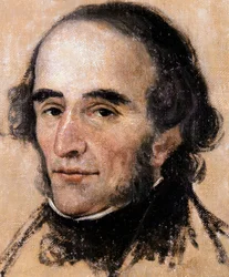 Portret Nicolo Paganiniego (1782-1840) włoskiego skrzypka i kompozytora. Obraz Pelagiusa Palagi (1775-1860). Genua, Muzeum Sztuki Nowoczesnej.