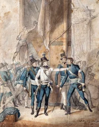Książę szwedzki Karol XIII w bitwie pod Hogland 17 lipca 1788 par Per Krafft Młodszy (1777-1863) - Akwarela na papierze, 35x28 cm - Kolekcja prywatna