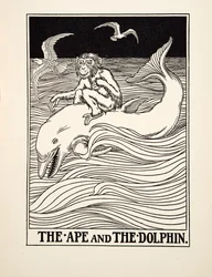 Małpa i delfin, z Stu bajek Ezopa, wyd. 1903