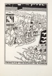 Bitwa szczurów i łasic, z Fontaine Fables, wyd. 1905