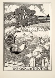 Kogut i klejnot, z Stu bajek Ezopa, wyd. 1903