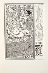 Gołąb i mrówka, z Fontaine Fables, wyd. 1905