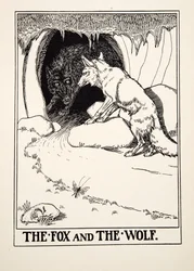 Lis i wilk, z Stu bajek Ezopa, wyd. 1903 (rycina)