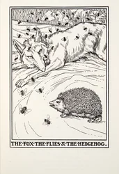 Lis, muchy i jeż, z Fontaine Fables, wyd. 1905