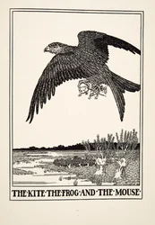 Latawiec, żaba i mysz, z Stu bajek Ezopa, wyd. 1903