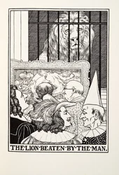 Lew pobity przez człowieka, z Fontaine Fables, wyd. 1905