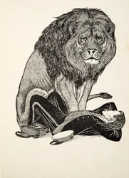 The Lion and his Keeper, z A Hundred Anecdotes of Animals, pub. 1924