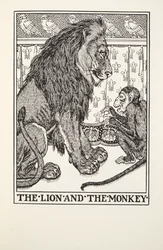 Lew i małpa, z Fontaine Fables, wyd. 1905
