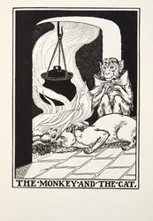 Małpa i kot, z Fontaine Fables, wyd. 1905