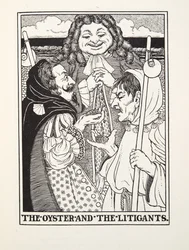 The Oyster and the Liligants, z Fontaine Fables, wyd. 1905 (grawerowanie)