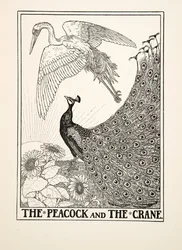 Paw i żuraw, z Stu bajek Ezopa, wyd. 1903