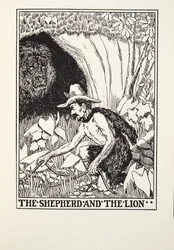 Pasterz i lew, z Fontaine Fables, wyd. 1905
