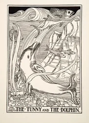 Tuńczyk i delfin, z Stu bajek Ezopa, wyd. 1903