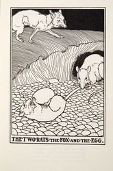 Dwa szczury, lis i jajko, z Fontaine Fables, wyd. 1905