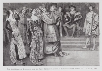 Taniec: Kardynałowie z Narbonne i św. Seweryn tańczą pawannę przed Ludwikiem XII w Mediolanie
