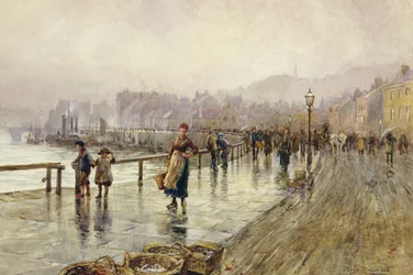 Mokry dzień w Whitby (akwarela na papierze)