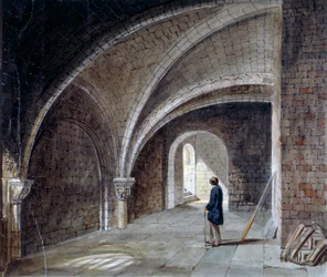 Krypta pod kościołem św. Jakuba w murze, Wood Street Square, City of London, 1855.