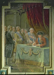 Karol III (1716-88) podpisuje dekret zezwalający na handel z Azją i Filipinami