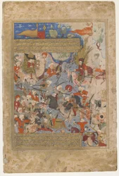 Ali i Aisha w bitwie na wielbłądzie, z Rawzat al-safa, 1571-72